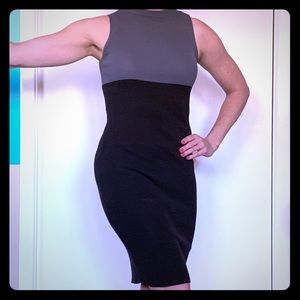 Gray and black sweater dress